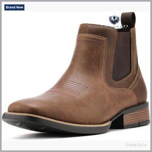 Men's Square Toe Chelsea Western Boots Ankle Boots Casual Retro